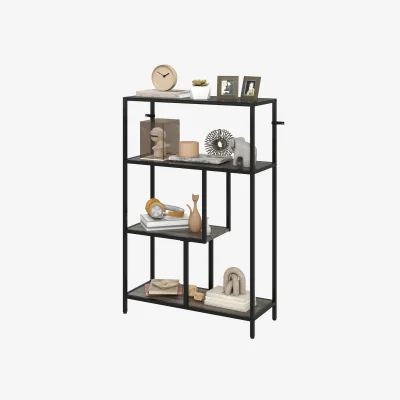 The Range 4 Tier Bookcase Display Stand With Storage Shelves - Charcoal