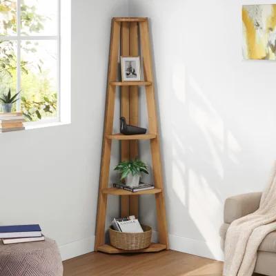 The Range Corona Corner Ladder Bookcase - Antique Wax