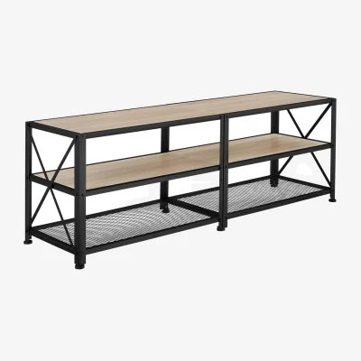 The Range Industrial TV Stand, Cabinet 3 Shelves Low Display Console - industrial wood light, oak Sonoma / 20.8kg