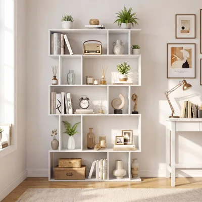 The Range 5 Tier S shaped Bookcase - White