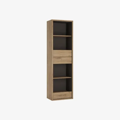The Range Wyld Haus Athens Tall Narrow Bookcase Natural Oak-Effect 3-Drawer - Natural