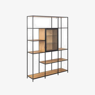 The Range Seaford 7 Shelf Bookcase - Oak and Black