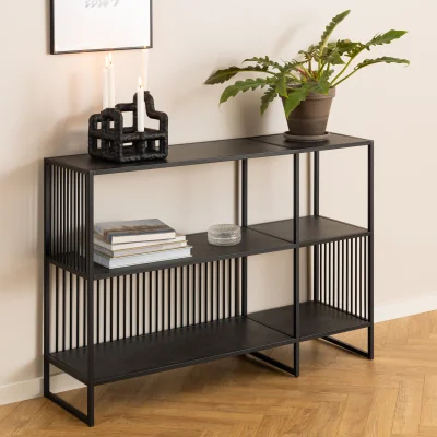 The Range Strington Bookcase with 2 Shelves in Black - Black