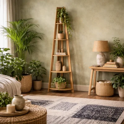 The Range Athy Corner Ladder Shelf 4 Shelves - Brown