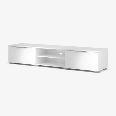 The Range Amberfield High Gloss White TV Unit - 2 Drawers, 2 Open Shelves - White
