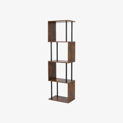 The Range 5-Tier Bookshelf S-Shaped Geometric Tall Bookcase Storage Unit Walnut - Brown