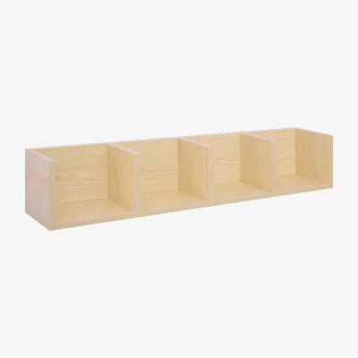 The Range Padi Wood Natural Finish Wall-Mounted Media Storage Rack with 4 Cube Shelves