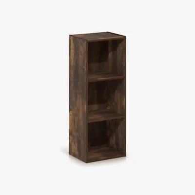 The Range WALPLUS 3-Tier Cube Storage Shelf 12in Wide x 31.5in High - Amber Pine