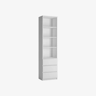 The Range Hemingway Tall Narrow White Bookcase with 3 Drawers - White