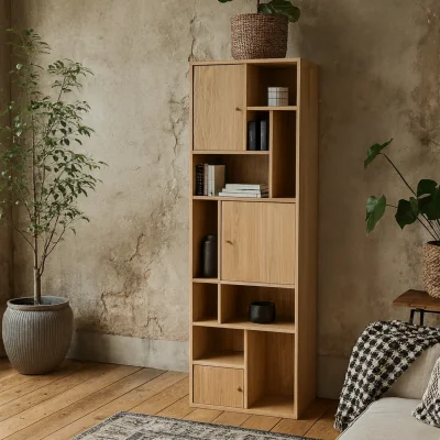 The Range Thallo Narrow 3 Door Bookcase Tall Deep - Natural