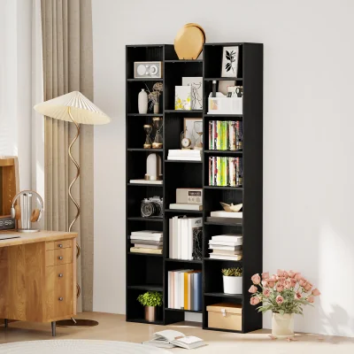 The Range HOMCOM Bookshelf with 21 Compartments - Black