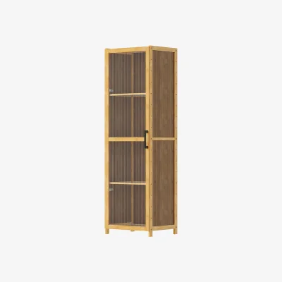 The Range Storage Bookcase with Acrylic Doors - Brown & Wood & Translucent