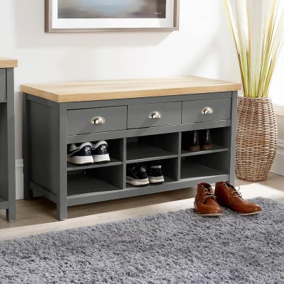 The Range Avon 3 Drawer Shoe Shelving Hallway Storage Unit - Graphite