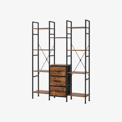 The Range Book Shelves 3 Fabric Drawers Tall Storage Unit for Living Room Brown - Brown