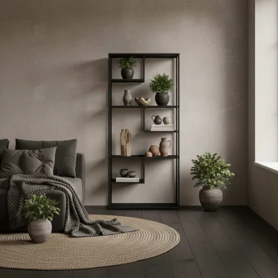 The Range Eldora 7-Tier Industrial Metal Display Bookcase - Black