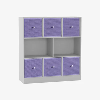 The Range 8 Cube Bookcase with 6 Fabric Storage Drawers - Lilac