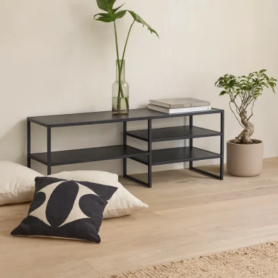 The Range El Paso Open TV Unit 3 Shelves Matt Frame and Ash Shelves - Black