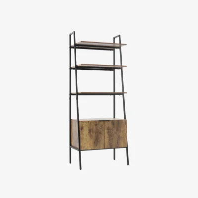 The Range Industrial Ladder Bookcase with Cabinet - Black