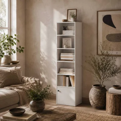 The Range Vari Wooden White Tall 6-Tier Bookcase 156cm