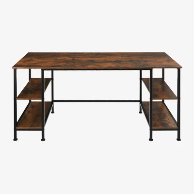 The Range Computer Desk Stoke W-Built in Shelves - Industrial Dark