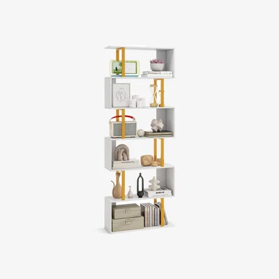The Range 6-Tier Geometric Bookcase - White