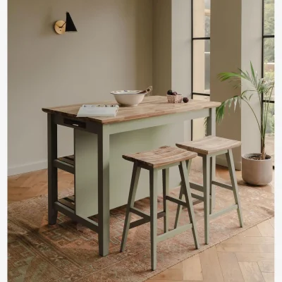 The Range Florence Breakfast Bar with Shelves - Sage Green