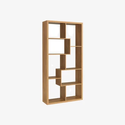 The Range Paxton Natural Oak 8-Shelf Asymmetrical Shelving Unit - Natural