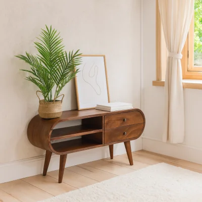 The Range Como Chestnut Mango Wood Media Unit 2 Drawers 2 Shelves - Brown