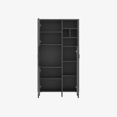 The Range Elowynd Olive Green 3-Door Panelled Display Cabinet, 3 Shelves - Green