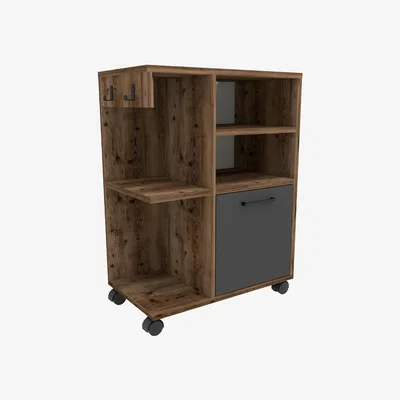 The Range Clara Bookcase with Cabinet - Grey / Light Walnut Anthracite