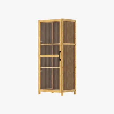 The Range Storage Bookcase with Acrylic Doors - Brown & Wood & Translucent