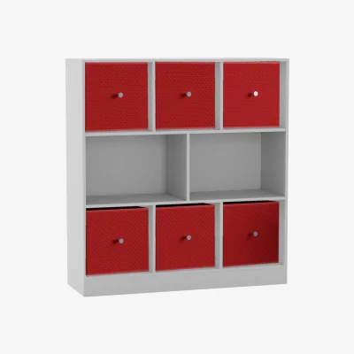 The Range 8 Cube Bookcase with 6 Fabric Storage Drawers - Red