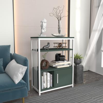 The Range Letos 80 cm Tall Modern Bookcase Bookshelf with a Cabinet - Green & White