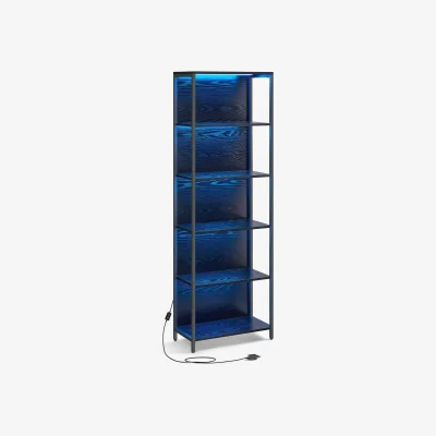 The Range VASAGLE 6-Tier LED Bookshelf with Lights - Black