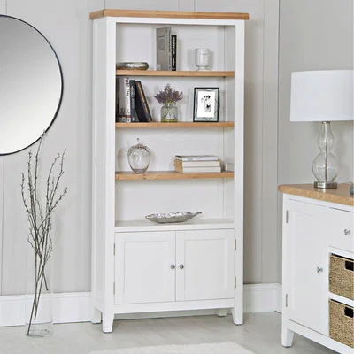 The Range Easton Fully Assembled Oak Large Wide Bookcase - White & Oak