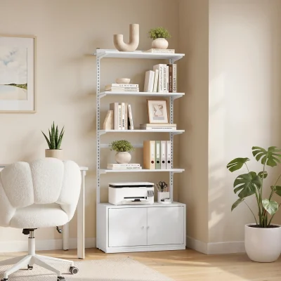 The Range Yaheetech 4-Tier Bookshelf with Adjustable Shelves and Cabinet - White