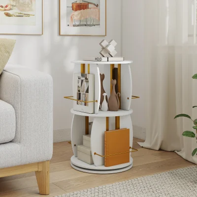 The Range 2 Tier Freestanding Vertical Bookshelf Tower with Display Stands - White