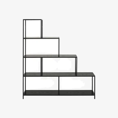 The Range El Paso Black Metal Frame Bookcase, 4-Shelf Step Design - Black