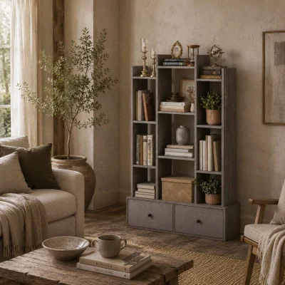 The Range Rive Keba 12-Compartment Storage Unit Graphite Wood Effect with 2 Drawers