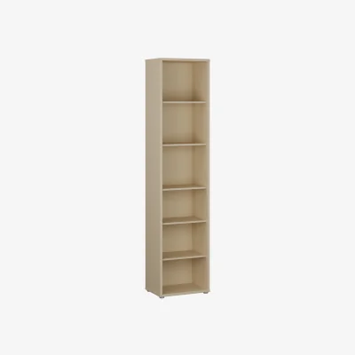 The Range Alice Springs Tall Narrow Bookcase with 5 Shelves in Taupe - Butter Yellow