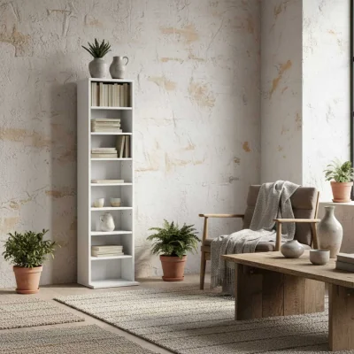 The Range Sovimora Wood White Narrow CD Storage Unit With 260 Disc Capacity