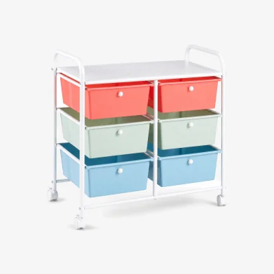 The Range 6 Drawers Rolling Storage Cart with Universal Wheels - multicolor