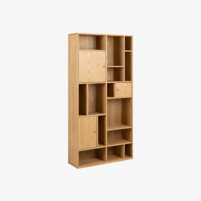 The Range Rangoon 3 Door Large Bookcase in Oak - Oak