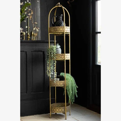 Rockett St George Ornate Gold Tall Tray Shelves