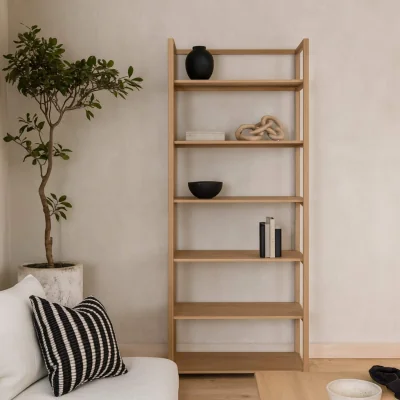 The Range Kigali 6 Shelf Tall Bookcase - Neutral