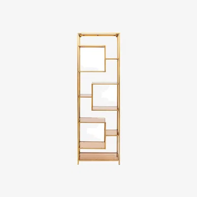 Rockett St George Tall Gold & Glass Art Deco Shelving Unit