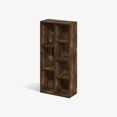 The Range WALPLUS 7-Compartment Open Shelf Bookcase 19.5in Wide - Amber Pine