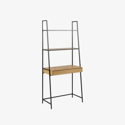 The Range Seaford Bookcase with 1 Drawer in Black and Oak - Oak & Black