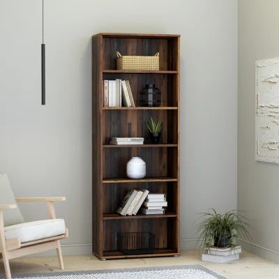 The Range Essential Wide 5 Shelf Bookcase in Vintage Oak - Vintage Oak