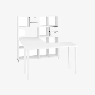 The Range Kiwi Bookcase with Desk in White - White